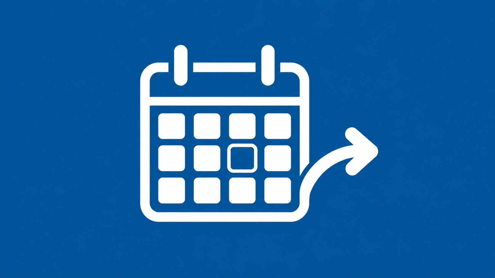 Weißer Kalender mit einer ausgelassenen Einheit und einem vorwärtsgerichteten Pfeil.