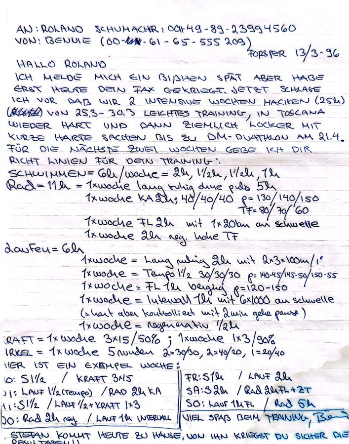Triathlon Trainingsplan von erstellt von Bennie Lindberg 1996